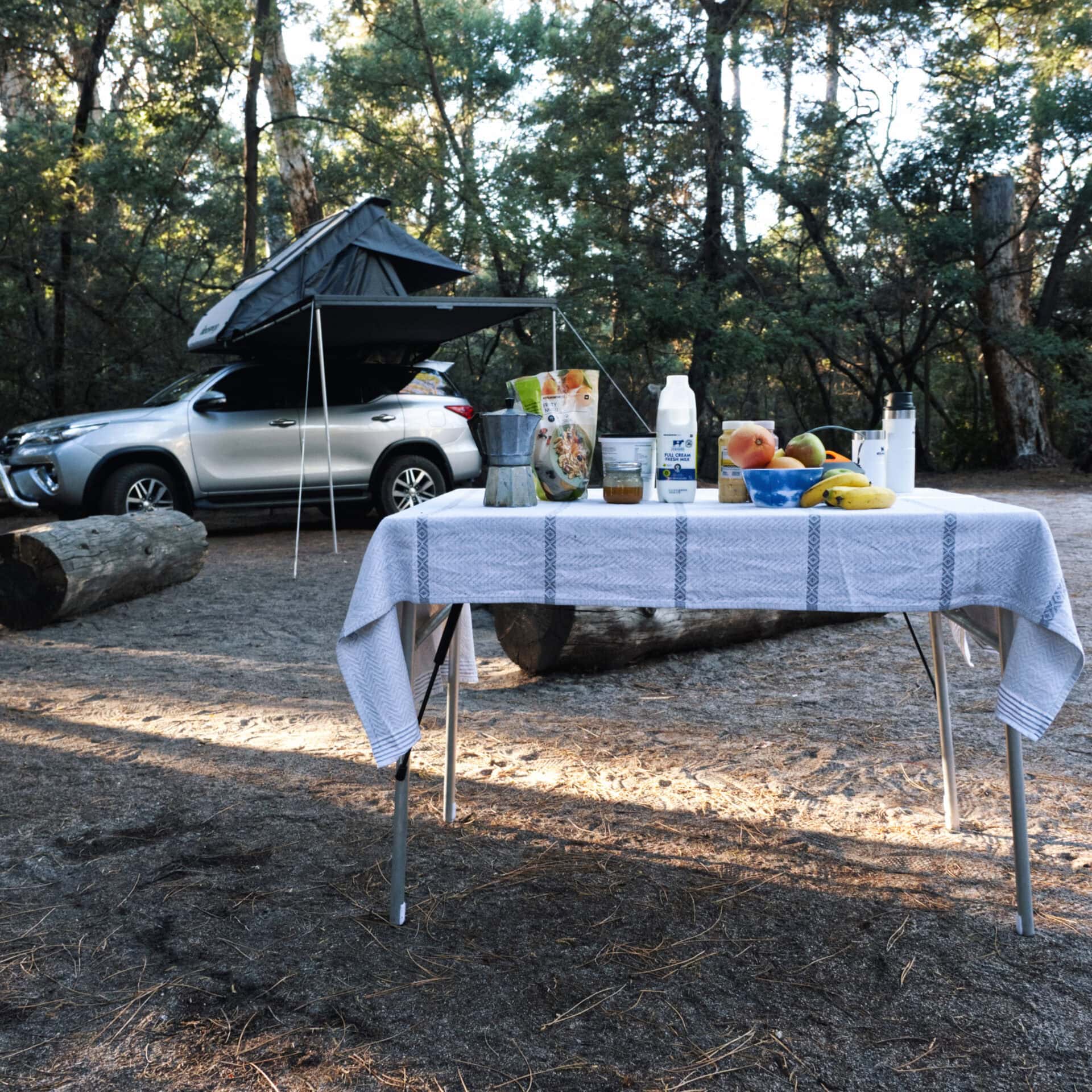aluminium camping table compatible with the mounted rooftop roofpod tent